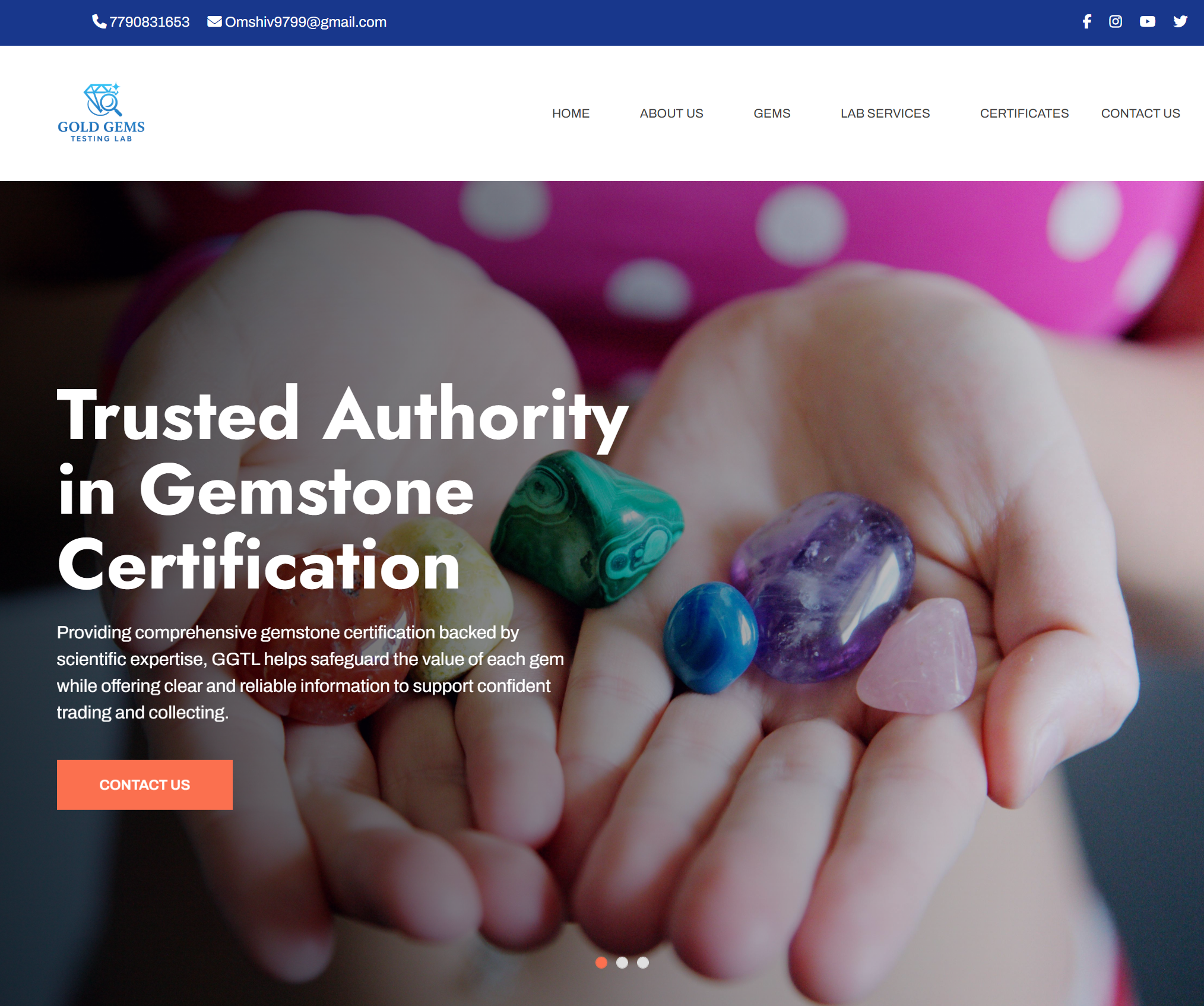 Gold Gems Testing Lab - Laravel project screenshot
